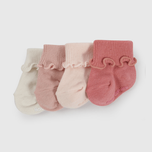 Pack Cuatro Medias Rosado de Bebé de New born talla Única