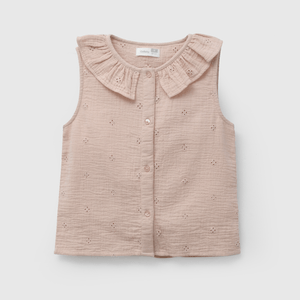 Blusa Rosada Bambula Bordada de Niña talla 3 a 12 Años