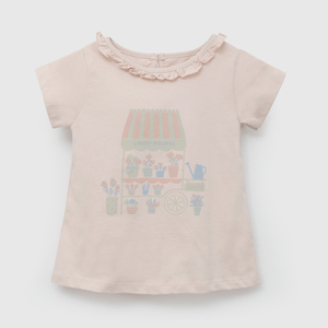 Polo Rosado Carrito Flores de Niña Infantil talla 3/6 M a 24m/36 M