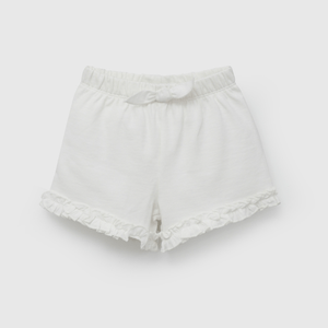 Short Blanco Con Vuelos de Niña Infantil talla 3/6 M a 24m/36 M