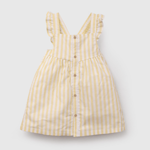 Vestido Amarillo  Rayado de Niña Infantil talla 3/6 M a 24m/36 M