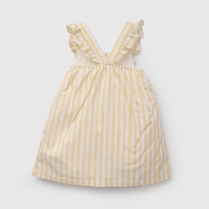 Vestido Amarillo  Rayado de Niña Infantil talla 3/6 M a 24m/36 M