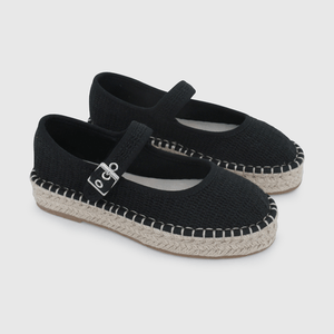 Ballerina de Niña Negra con Hebilla y caña baja