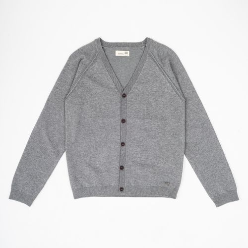 Sweater clásico escote v gris melange