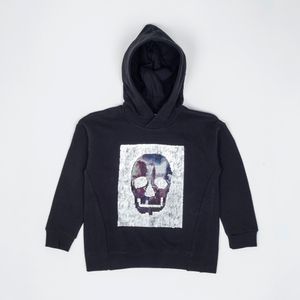 Polerón calavera con lentejuelas mágicas marengo