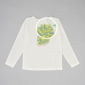 Polo limon con aplicación tela off white