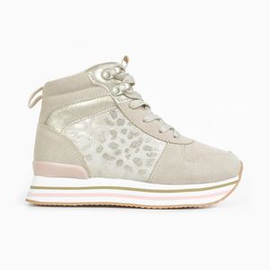 Botin de niña tipo jogging con animal print beige