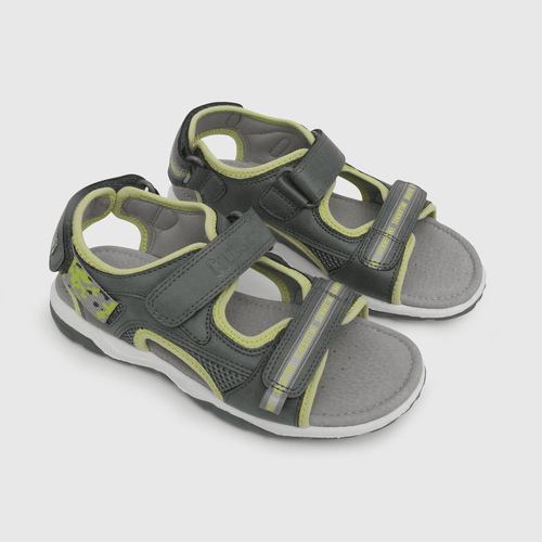 Sandalia de niño abierta camuflaje y punta ajustable gris