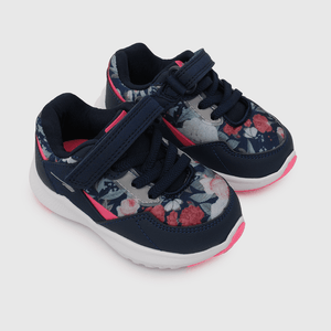 Zapatilla deportiva de niña con flores azul