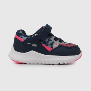 Zapatilla deportiva de niña con flores azul