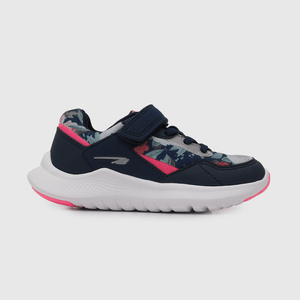 Zapatilla deportiva de niña con flores azul