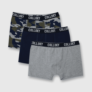 Boxer de niño 3 pack camuflado gris