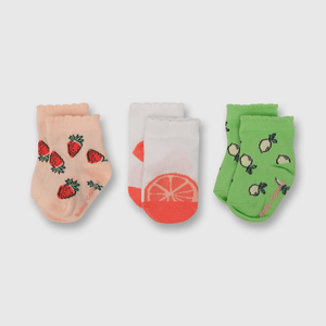 Medias de niña 3 pack frutas rosado