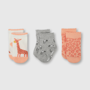 Medias de niña 3 pack safari gris