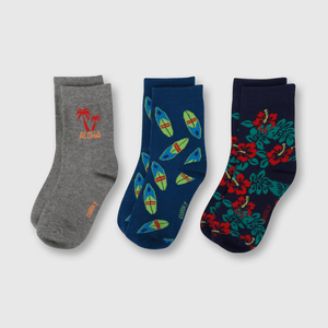 Medias de niño 3 pack tropical gris oscuro