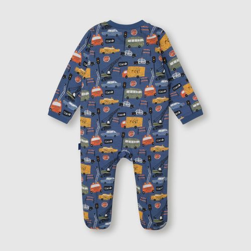 Pijama de bebé niño entero autitos azul