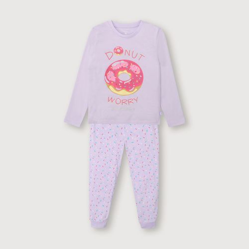 Pijama de niña largo donuts lila