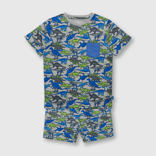 Pijama de niño corto dinosaurio gris