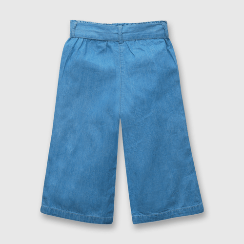 Jeans de niña ancho con lazo azul
