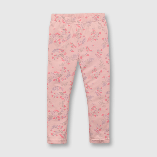 Leggings de niña con flores rosado