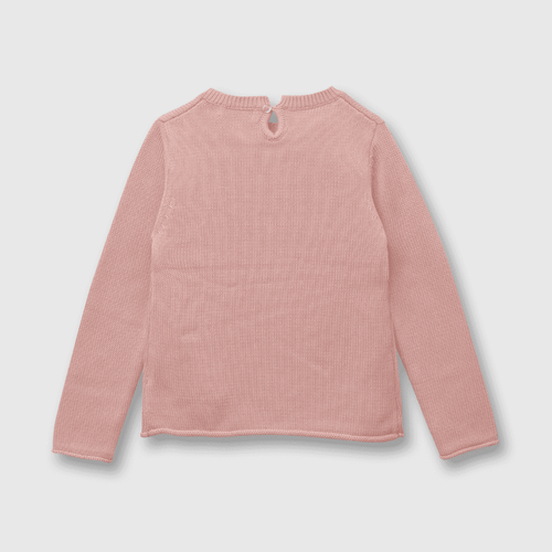 Sweater de niña con flores bordadas rosado
