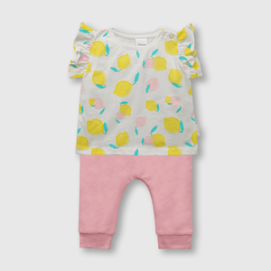 Conjunto de bebé niña frutas blanco