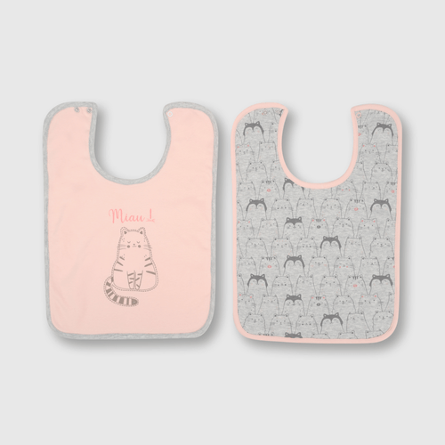 Babero de bebé niña 2 pack cuadrado gatitos rosado