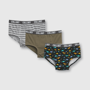 Calzoncillo de niño 3 pack dinos gris