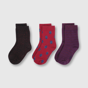Medias de niña 3 pack lunares morado