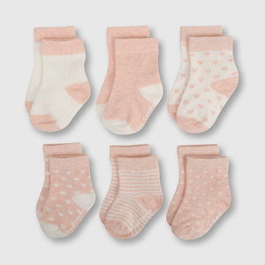 Medias de niña 6 pack animal print rosado