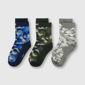 Medias de niño 3 pack camuflado gris