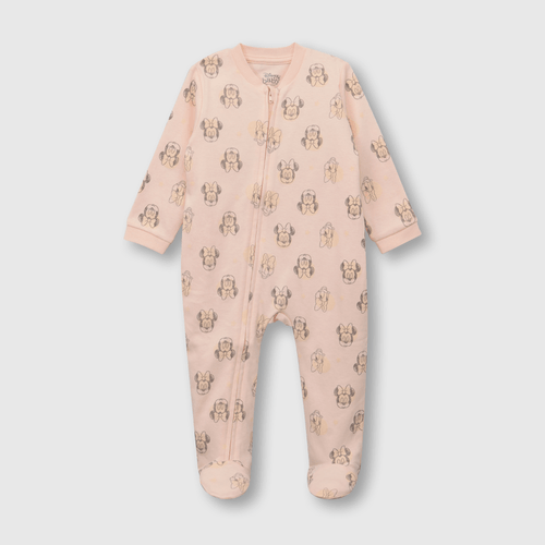 Pijama de bebé niña de algodón enterito Minnie rosado