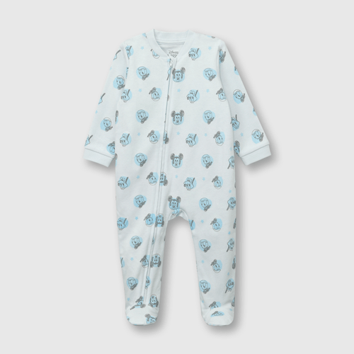Pijama de bebé niño de algodón enterito Mickey celeste