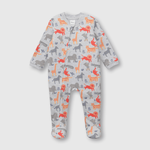 Pijama de bebé niño enterito de algodón animales gris