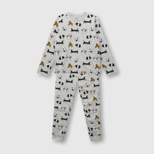 Pijama de niño de algodón perros gris