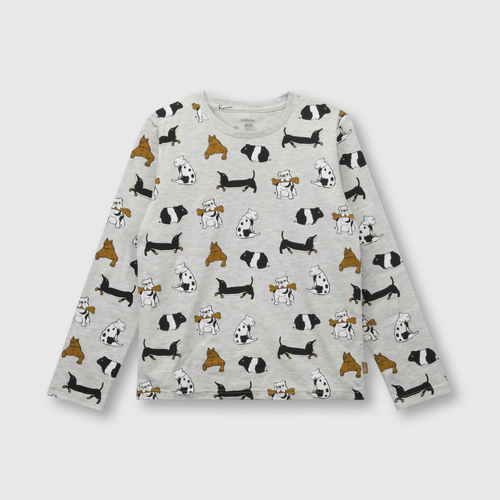 Pijama de niño de algodón perros gris