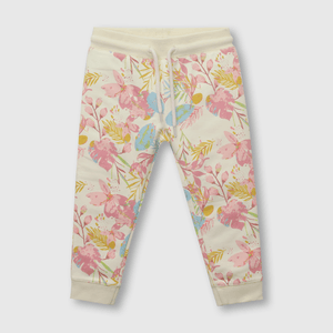 Pantalón de bebé niña floreado blanco