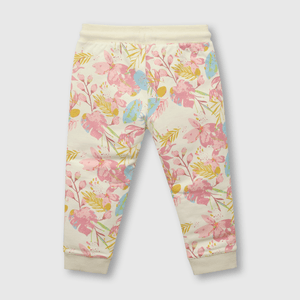 Pantalón de bebé niña floreado blanco