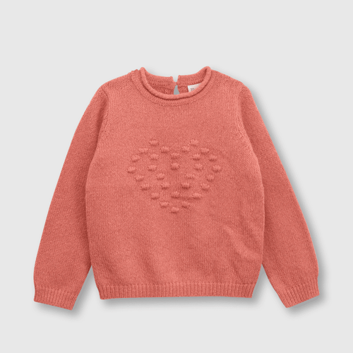 Sweater de bebé niña corazom pompom rosado