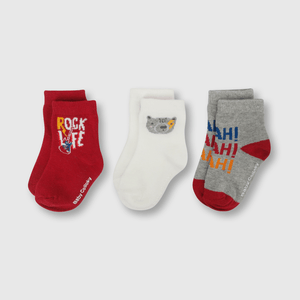 Medias deportivo de bebé niño 3 pack yeah rojo