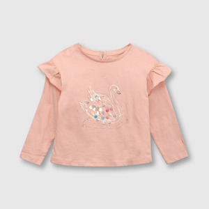 Polo de bebé niña cisne rosado