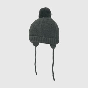 Gorro de bebé niño tejido pompom gris