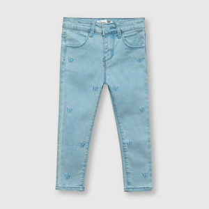 Jeans de bebe niña con bordado azul