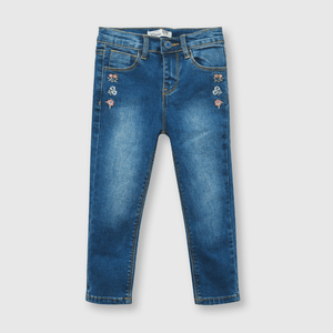 Jeans de bebe niña con bordado azul