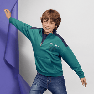 Polerón de niño medio cierre azul