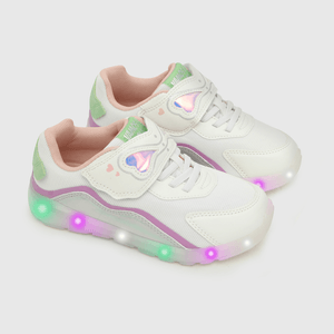 Zapatilla luces de niña velcro elastico de niña velcro elástico blanco