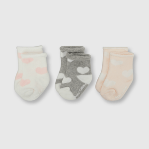 Medias deportivas de bebé niña 3 pack corazones de bebe niña 3 pack corazones rosado