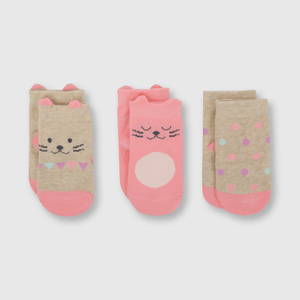 Medias deportivas de bebe niña 3 pack raton rosado