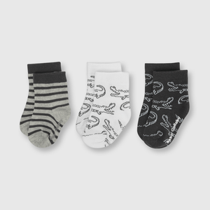 Medias deportivas de bebe niño 3 pack cocodrilo gris