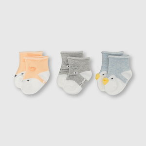 Medias deportivas de bebe niño 3 pack animalitos gris